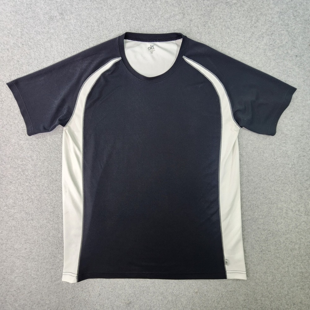 ALO Coolfit Performance Shirt Mens XXL Black White Short‎ Sleeve Athleticwear
